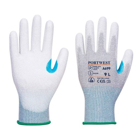 GANT PAUME ENDUITE PU ESD - PAQUET DE 12  Colour:Gris/Blanc